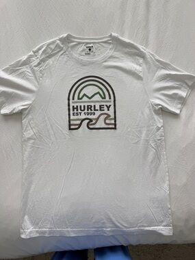Hurley White Short-Sleeve Tee with Earthtone Logo